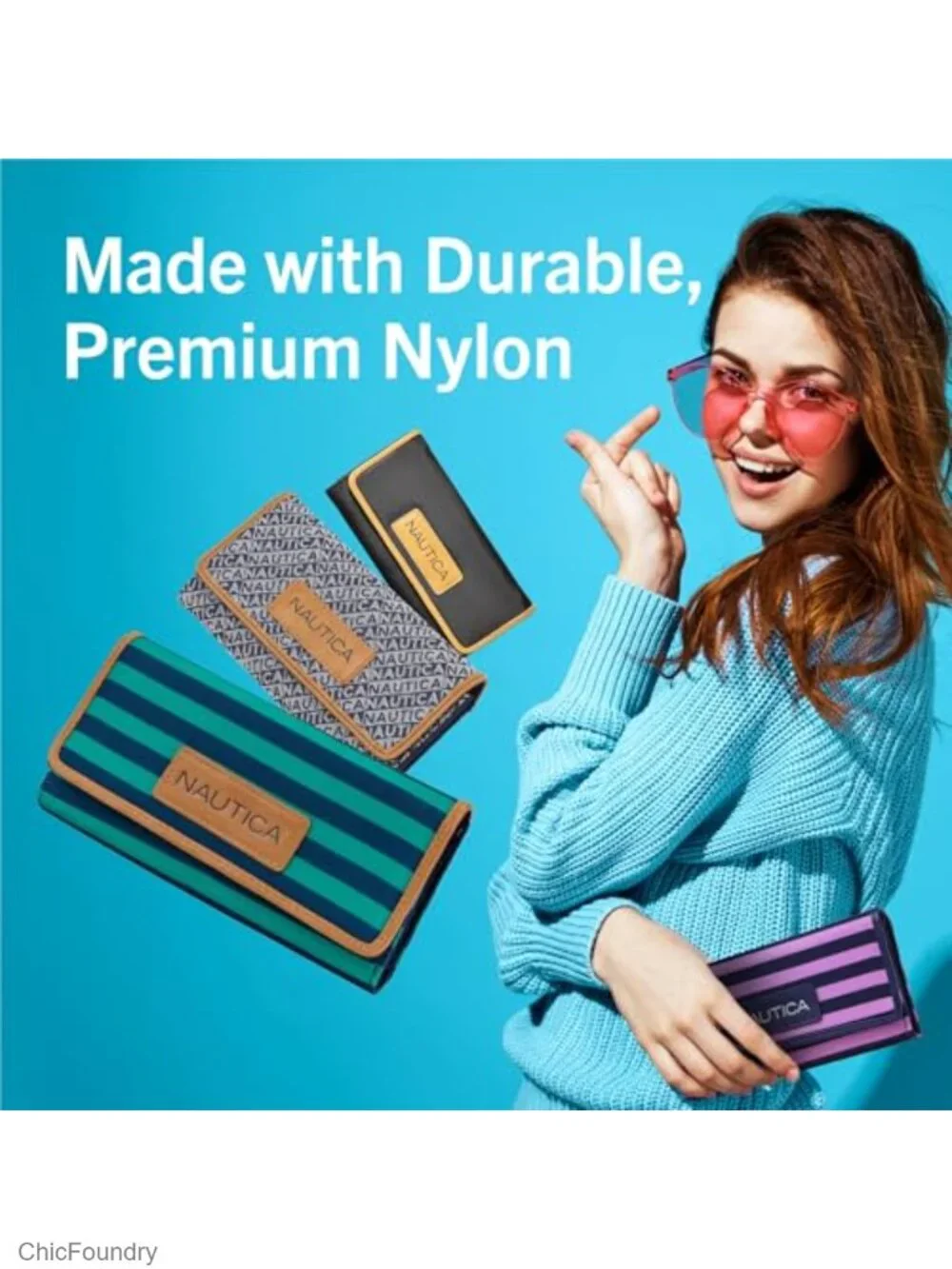 Womens RFID Blocking Nylon Money Manager Wallet with 11 Card Slots, Snap